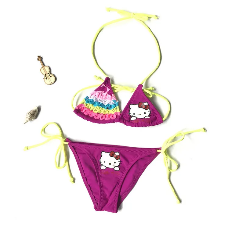 Милый детский купальник hello kitty Новинка 2014 года летний раздельный из двух