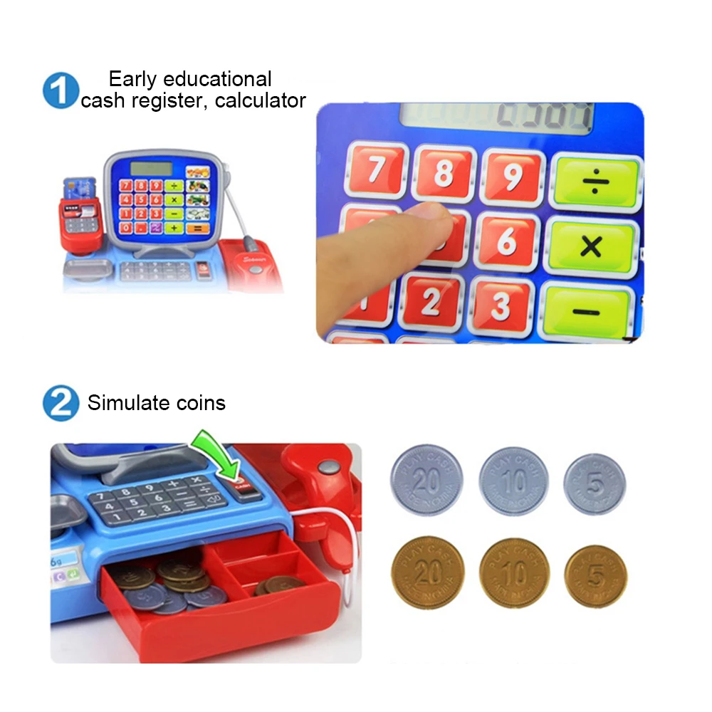 Дети моделирование касса со сканером весы притворяться, играть в игрушки многофункциональный электронная развивающая игрушка подарок для