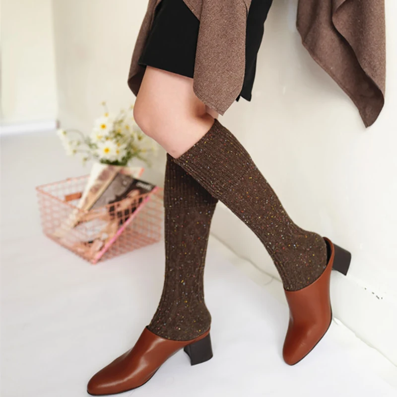 Winter Stockings Casual Cotton Wool Women's Stockings Over Knee Socks