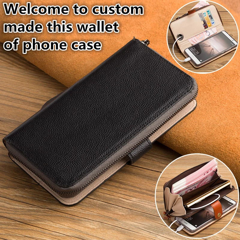 

QX12 Cowhide leather wallet phone bag with kickstand for OnePlus 7 Pro(6.67') flip cover with card holders free shipping