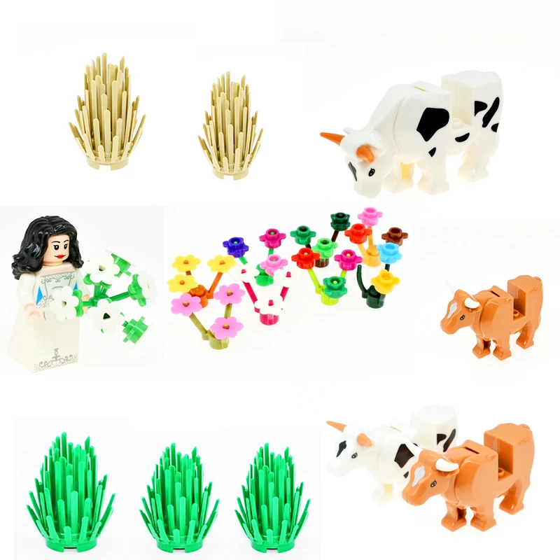 2pcs/lot MOC Bricks NEW Animal Milk Cow Cattle Farm Educational DIY Building Blocks Figure Toys for children Dolls Xmas Gifts