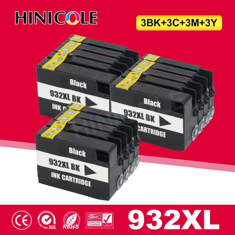 

HINICOLE 3 Set Full Ink Cartridge Replacement For HP 932 933 XL For HP932 Officejet 6100 6600 6700 7110 7610 7612 Printer