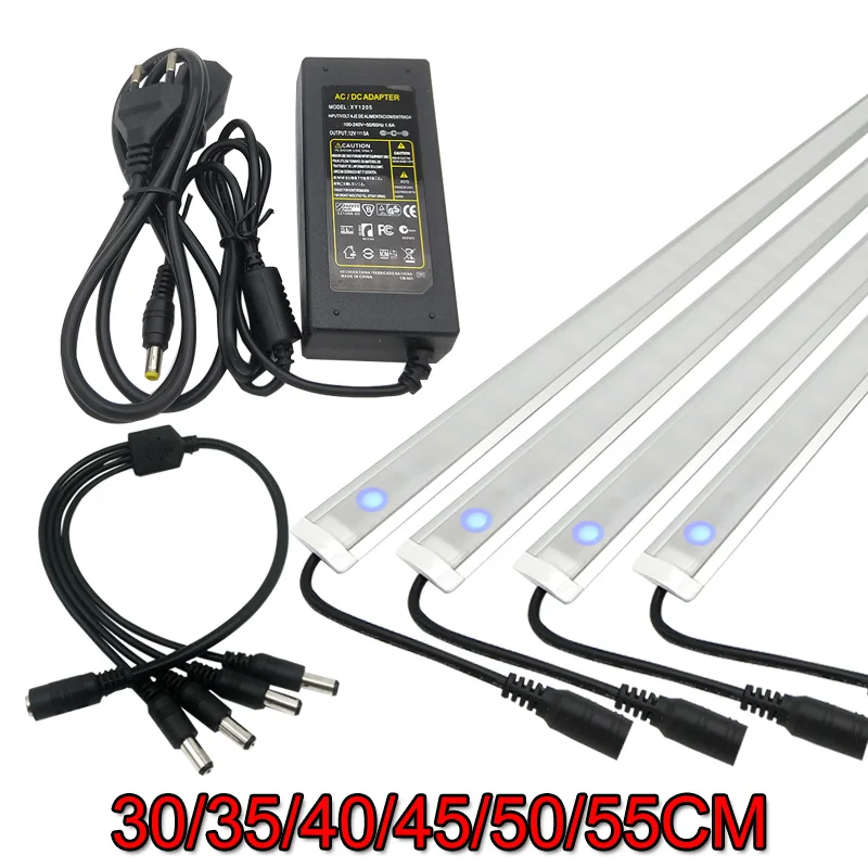 

4PCS 30~50CM LED Cabinet Light +12V Adapter+Touch Dimmer Switch, Bar Kit Great For Vanity Wardrobe, Kitchen, Bathroom