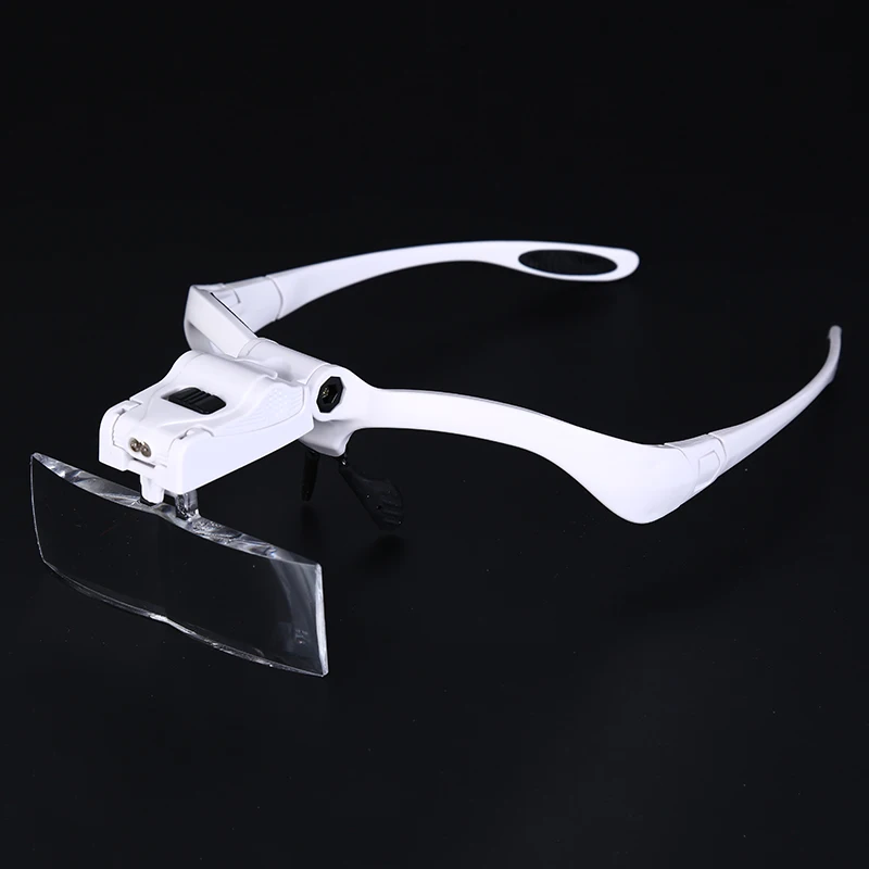 5pcs Adjustable Glasses Loupe Optical Lens Headband Magnifying Glass Eye Repair Magnifier With Lamp 1.0X 1.5X 2.0X 2.5X 3.5X
