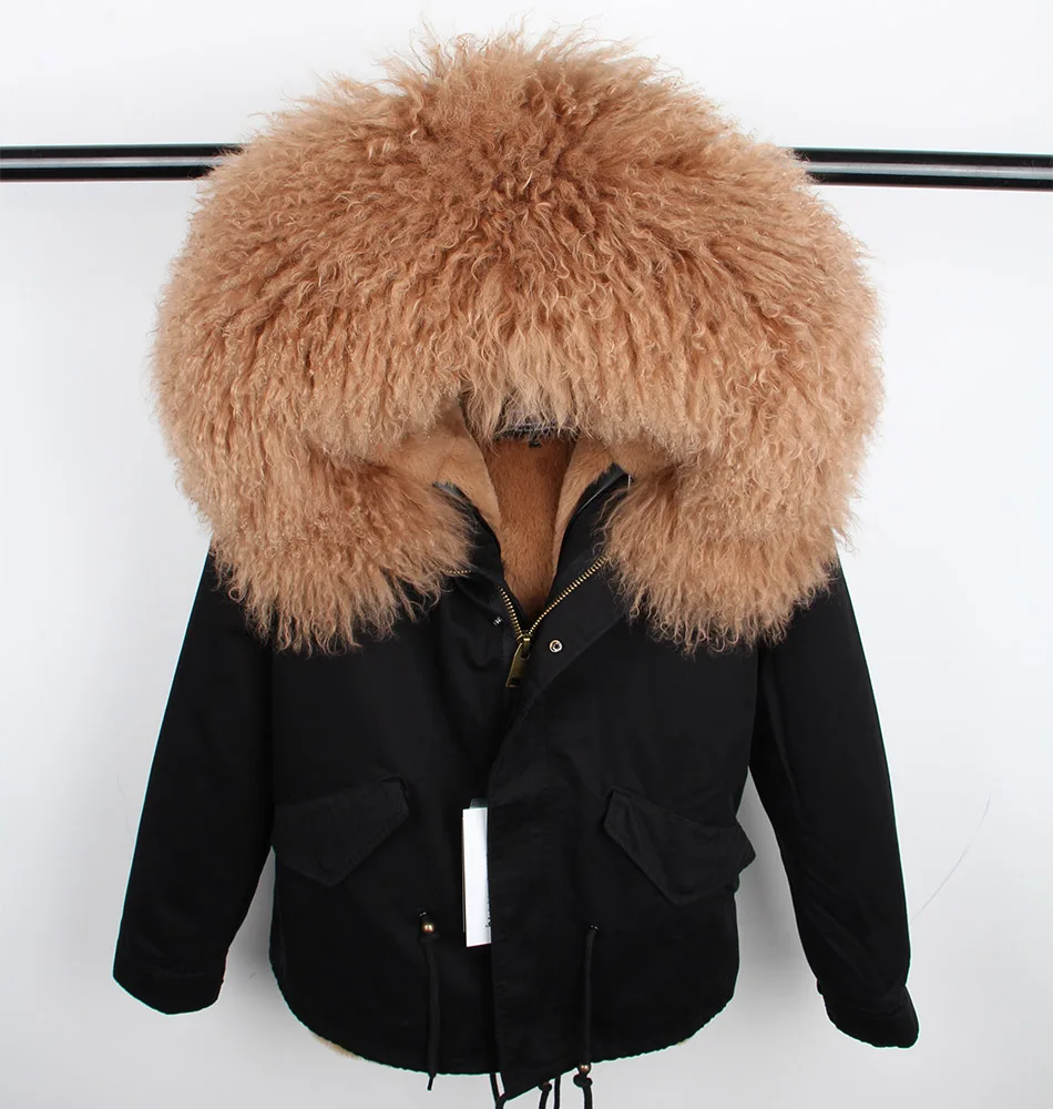 MaoMaoKong, зимняя куртка, парка, натуральный Лисий мех, воротник, натуральный мех, пальто fux, меховая подкладка, Женское пальто, женская зимняя мода