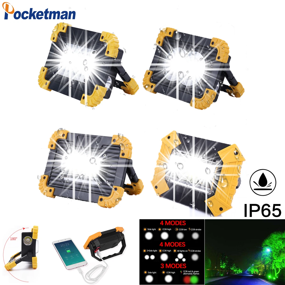 

100W High Power 8800mA Led Portable Spotlight Super Bright Work Light Rechargeable for Outdoor Camping Lamp Led Flashlight 18650