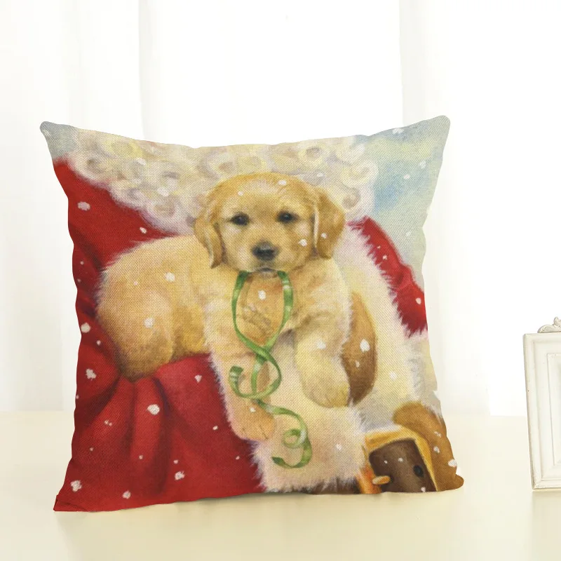 

Christmas Cushion Cover Print Pillow Christmas Gifts Pillow Cover Bedroom Cushion Cover Cute Dog Cat Christmas Balls Sofa Decor