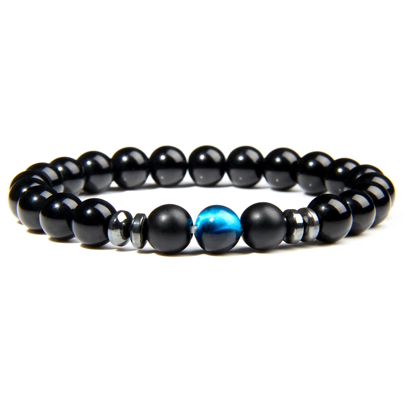 

Vinswet Men Bracelet Natural Black Onyx beads Charms Bracelets for Women Boyfriend Gift Bracelet Homme Jewelry Pulseras