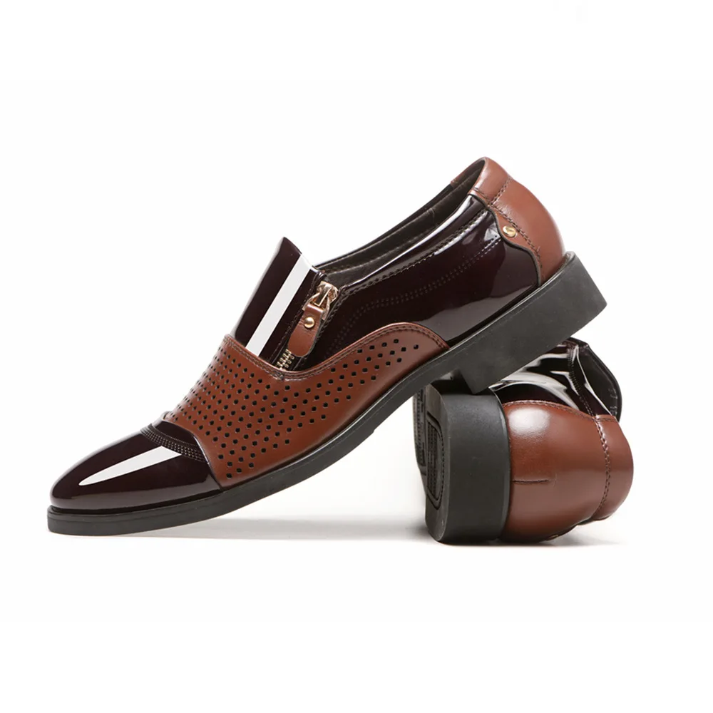 UPUPER/Летняя дышащая мужская обувь; модельные туфли без шнуровки; деловая официальная Свадебная кожаная обувь; мужские оксфорды; цвет коричневый