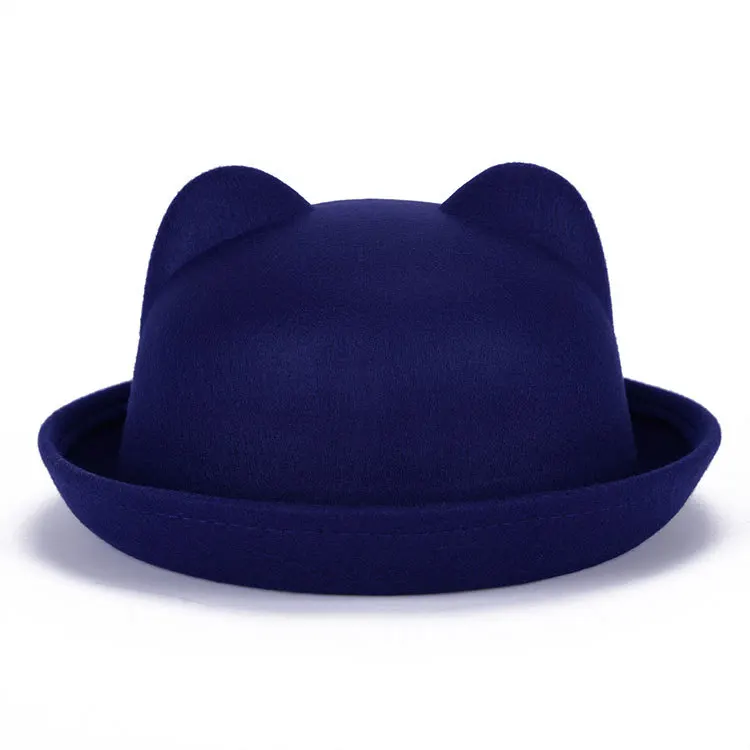 Модная трендовая шляпа Федора уникальная Милая шерстяная зимняя и осенняя шляпа с ушками Женская горро для женщин