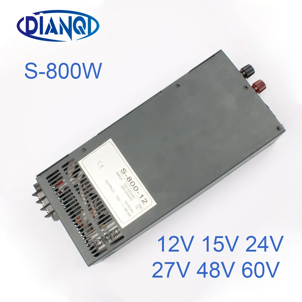 

power suply 15v 800w 54A ac to dc power supply converter input 110v or 220v output S-800-15 12V 24V 27V 48V 60V