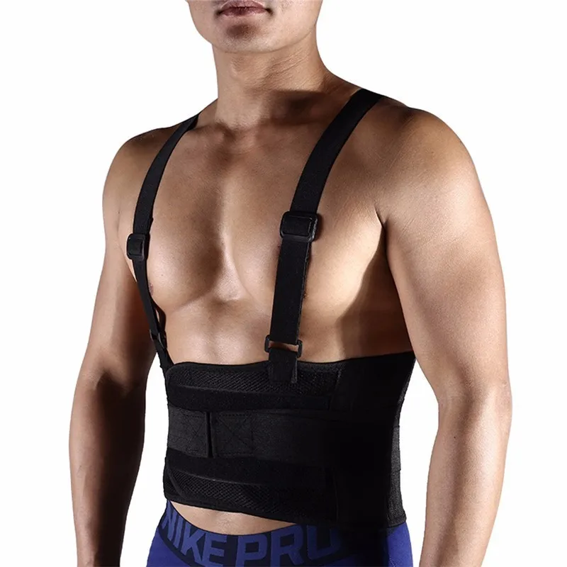 

Adjustable Back Waist Support Belt Men Medical Lumbar Fitness Weightlifting Running Back Belt with Shoulder Straps Breathable