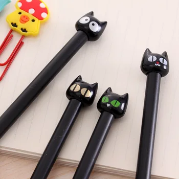 

2 Pcs Creative Cute Black kitten cartoon Neutral pens & Gel pens stationery School & Office Supplies Writing tools Children gift