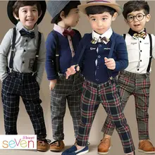 Специальное предложение, Модный хлопковый костюм для свадебной вечеринки в английском стиле для мальчиков, Attrie для мальчиков+ галстук-бабочка и ремень, 929A