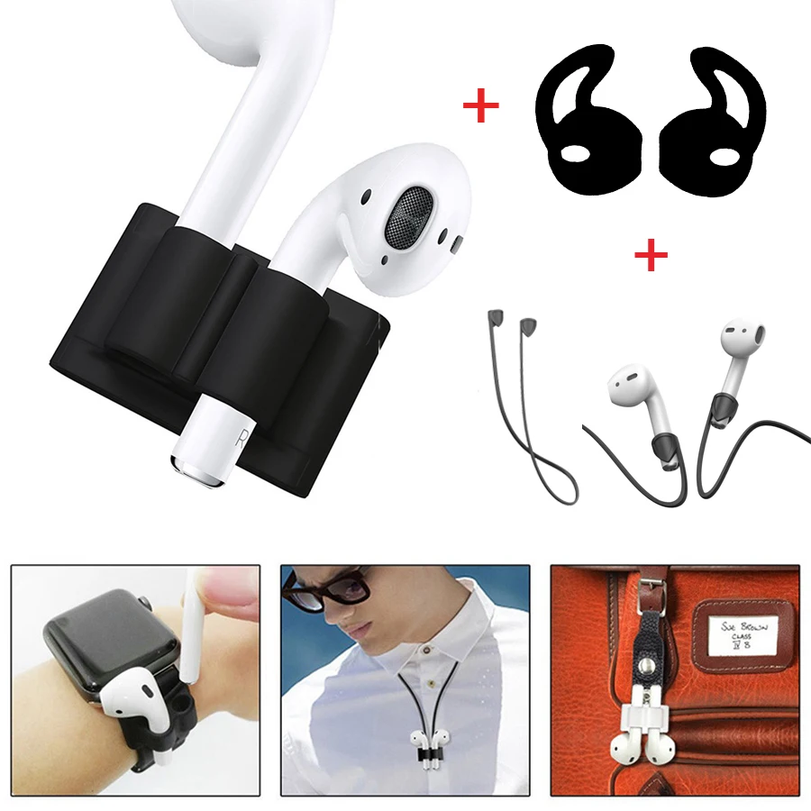 

Silicone Holder Watch Clip for Apple AirPods 2 Wireless Earphone Socket Stand Anti-lost Watch Case for Apple Watch Sport Hook