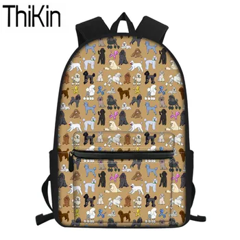 

THIKIN Kids Bag Cute Poodle Printing School Bags for Children Large Shoulder Book Bags Teenagers Waterproof Laptop Backpack Girl