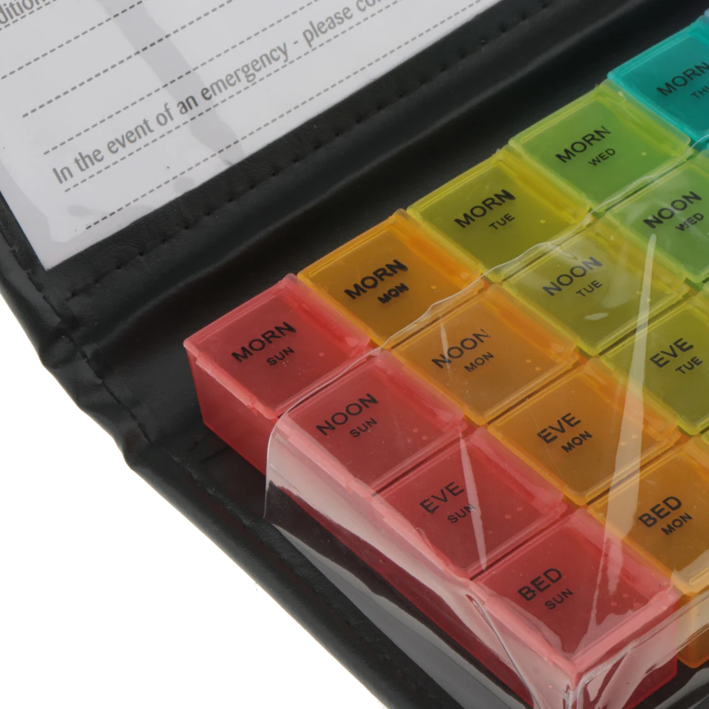 2pcs Pill Wallet 7 Day Tablet Medicine Storage Container Capsules Organizer