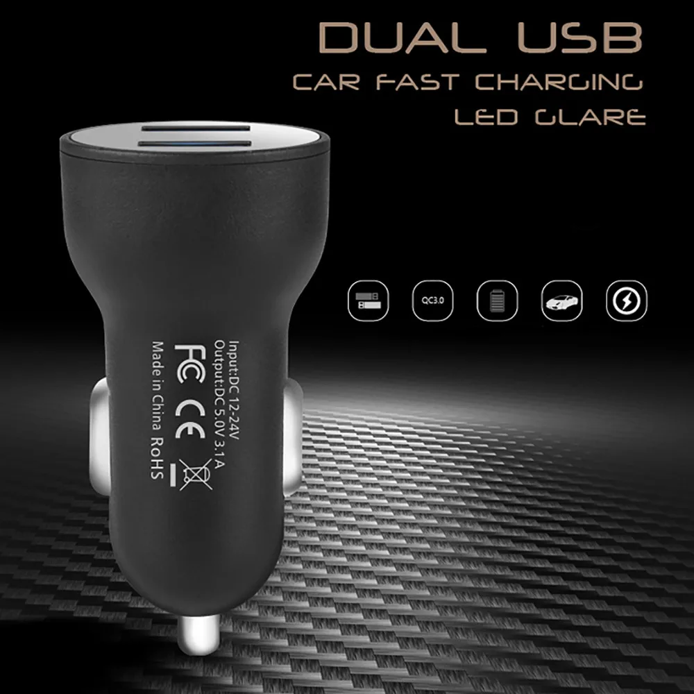 

2.1A Dual USB Car Charger Adapter 2 Port LCD Display 12-24V Cigarette Socket Lighter LED Voltage Auto Vehicle For Smart Phone#30