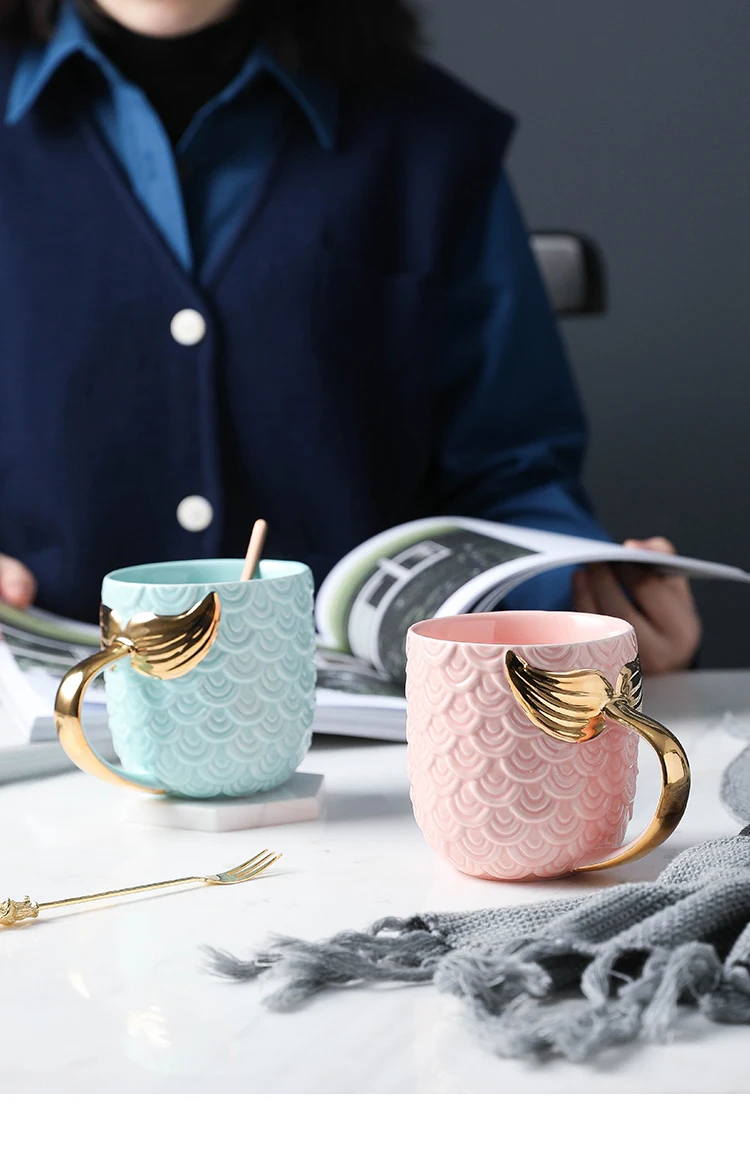 Креативная кофейная чашка розовый синий хвост русалки фарфоровые кофейные чашки Кружка Чай Вечерние чашки из костяного фарфора
