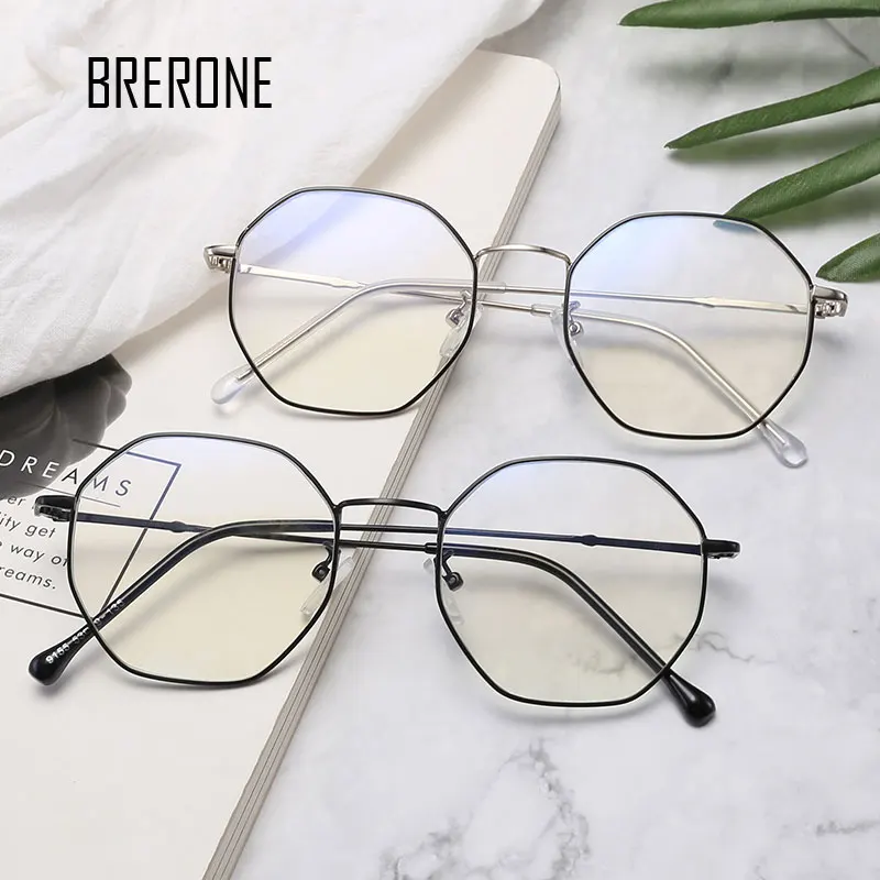 

BRERONE polygon retro glasses frames female irregular octagonal myopia frames women with fine color matching myopia men