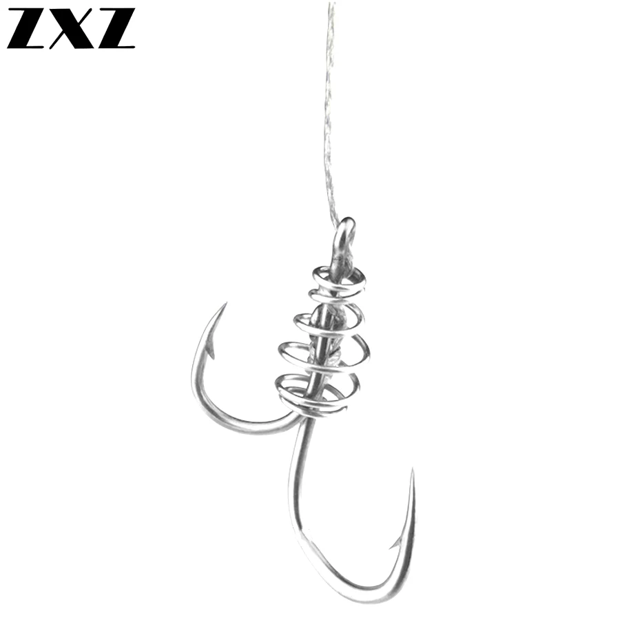 Easy Catch High Carbon Steel Double Fishing Hooks for Soft Worm Bait Cage Basket Feeder Holder Fly Tying Duple Hook Jig Bass | Спорт и