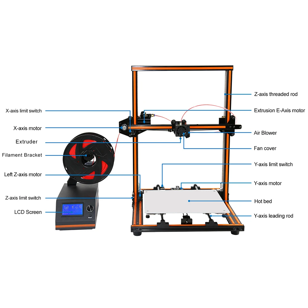 Anet E12 E10 FDM 3d принтер DIY комплект частично собранный алюминиевый сплав рама размера плюс 300*300*400 мм большая нить для 3D печати