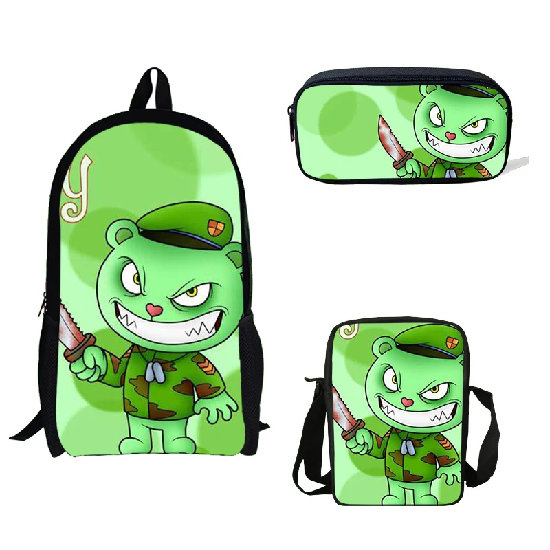 

KOLLEGG Happy Tree Friends Print Satchel Teenage Boys&Girls School Backpacks Orthopedic Children Kids Gift Backpack Mochila