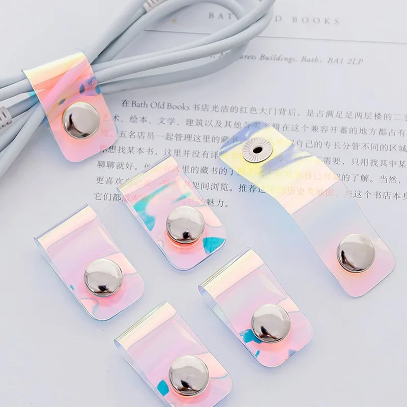 5 Pcs/lot Travel Accessories Laser Transparent Cable Winder Earphone Protector USB Phone Holder Accessory Packe Organizers cable winder,travel gadget organizer