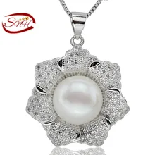 Actual Pure Freshwater Pearl Necklace & Pendant For Ladies/Girls/Ladies Trend Jewellery Real 925 Pure Sterling Silver