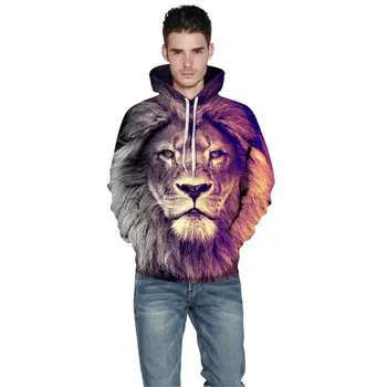 

Qybian lion Printed 3d Hoodies Sweatshirt Men's Harajuku Tracksuit Pullover Hip Hop Unisex Winter Autumn Plus Size Tops
