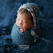 Реквизит для фотосессии новорожденных, вязаная мохеровая обертка ручной работы для новорожденных, реквизит для фотосессии, мягкое одеяло для малышей, накидка с подходящей шапочкой