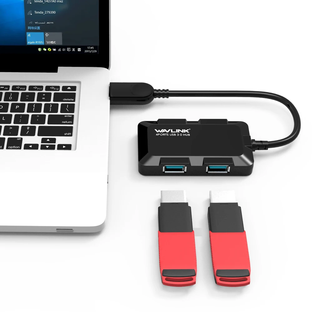 Wavlink высокоскоростной usb-хаб 3,0, 4 порта, портативный usb-хаб, док-кард-ридер, 5 Гбит/с, USB 3,0, разветвитель для компьютера, аксессуары для ноутбука