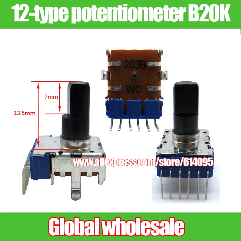 2pcs ALPS double volume rotary 12 type rotary potentiometer B20K
