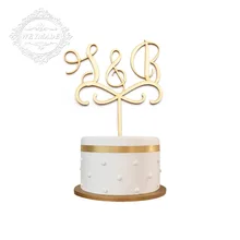 Индивидуальные обручение деревянный для торта Топпер инициалы индивидуальный торт Топпер для юбилея, на заказ Свадебный вензель Топпер