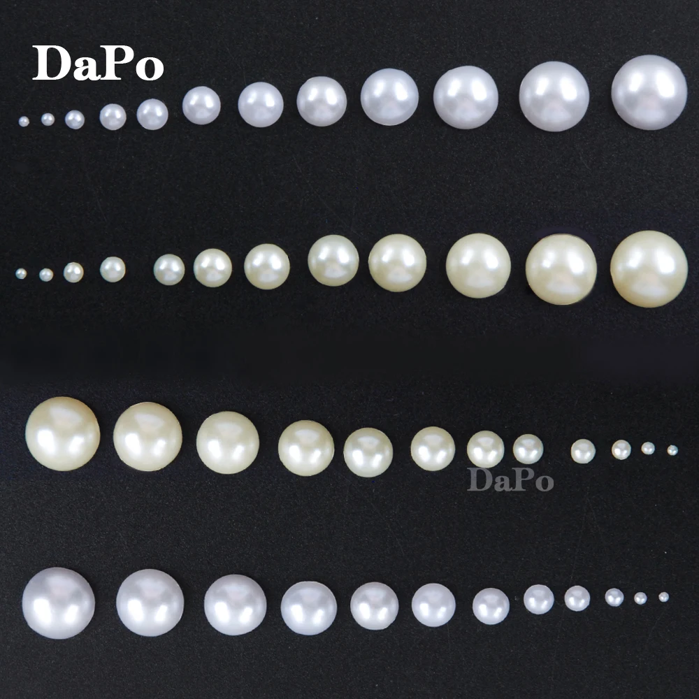 

3MM-12MM Beige/White Flatback Half Round Pearl Craft ABS Imitation Pearl Resin Scrapbook Beads For DIY Decoration
