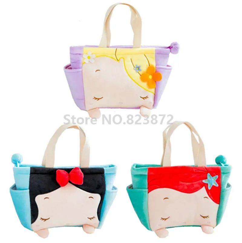 

Kawaii Cute Rapunzel Little Mermaid Ariel Snow White Princess Plush Lunch Bag for Kids Girls Lunch Box Tote Bag Food Bag Handbag