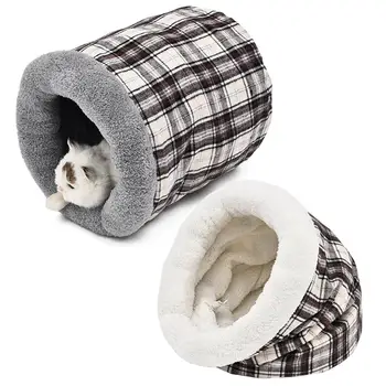 

2018 New Products Cat Bed Soft Warm Cat House Pet Mats Puppy Cushion Rabbit Bed Plaid Dog Funny Cylindrical Cat Bed Pet Bed