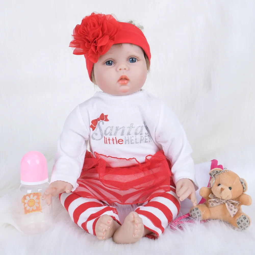 

55CM Cloth Body Girl Reborn Baby Dolls 22" Lifelike Babies Realistic Bones Bebe Reborn Menina Toys for Girls and boys