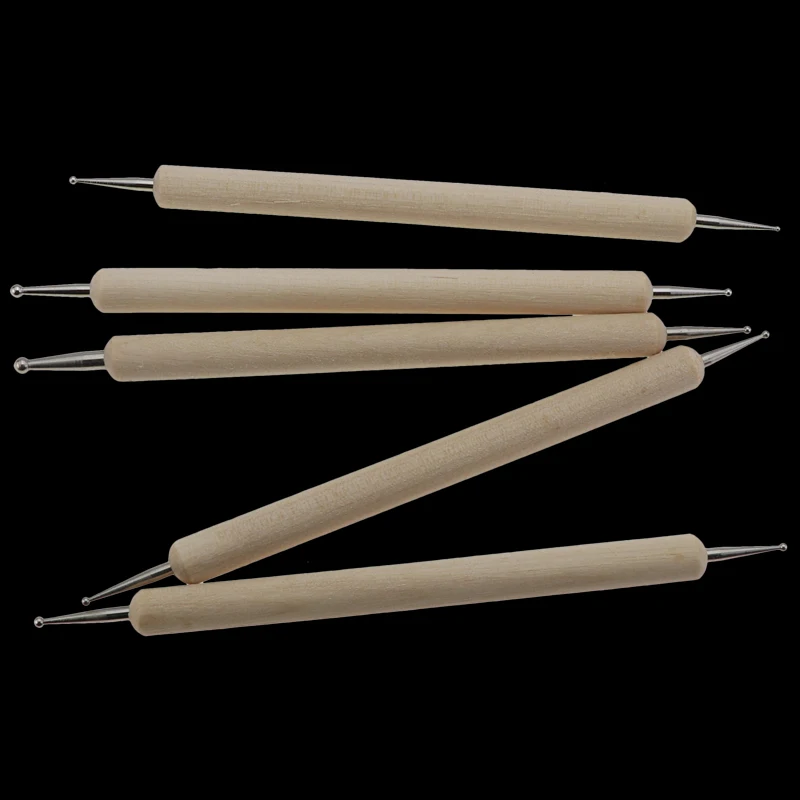 1 Набор/5 штук Дровосек точечные маникюрные инструменты деревянная ручка для стежка ногтей для художественного вязания инструмент для штамповки ногтей
