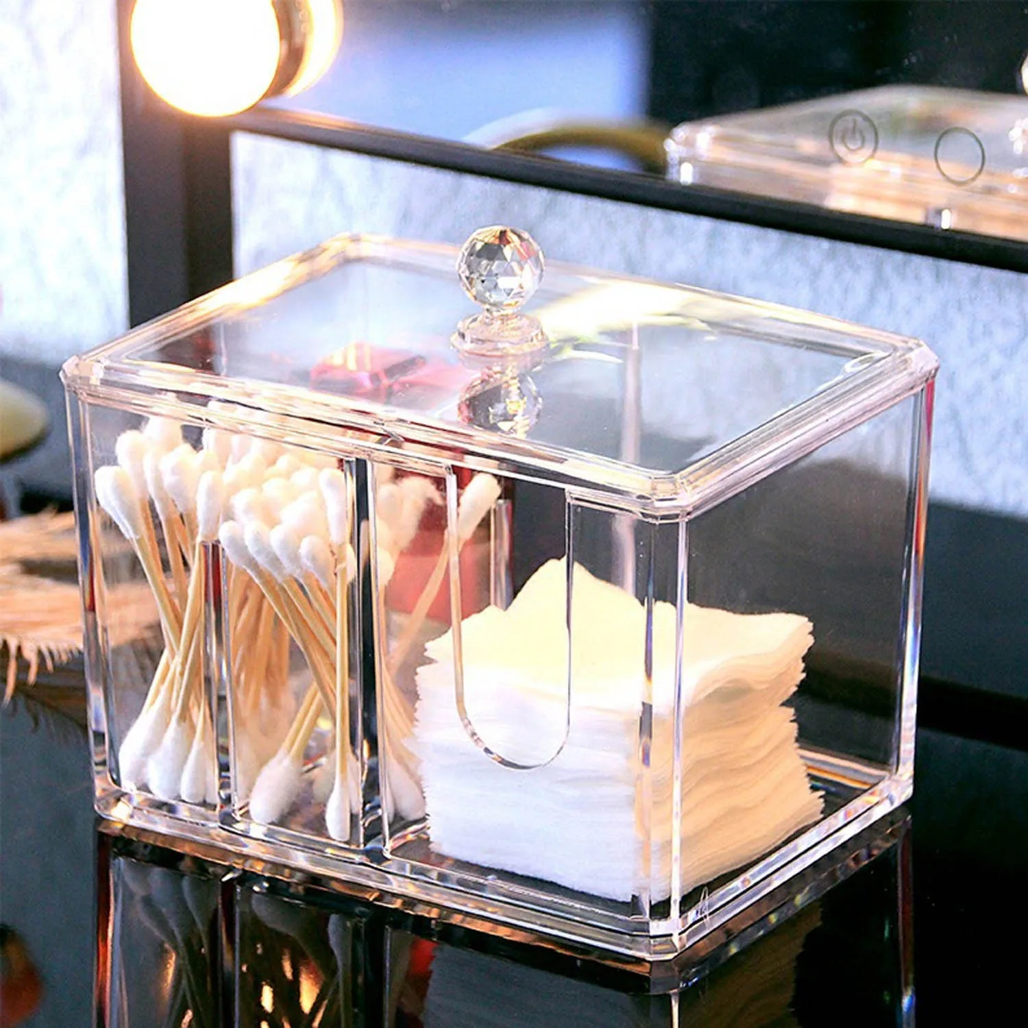 spesifikasi Behogar Akrilik Transparan Kapas Penyeka Bola Qtips Penyimpanan Kosmetik Pemegang Makeup Organizer Kotak dengan 4 Kompartemen Penyimpanan Jual Behogar Akrilik Transparan Kapas Penyeka Bola Qtips Penyimpanan Kosmetik Pemegang Makeup Organizer Kotak dengan 4 Kompartemen Penyimpanan
