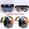 Professional W shape Motorcycle Helmet Glass 3/4 Open face helmet visor 3 pin helmet windshield 5 color available ► Photo 3/6