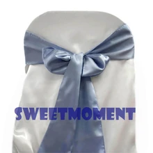 100 французский синий Премиум атласный стул створки нотлук крышка стула лента для свадебного стула декорации с лентой