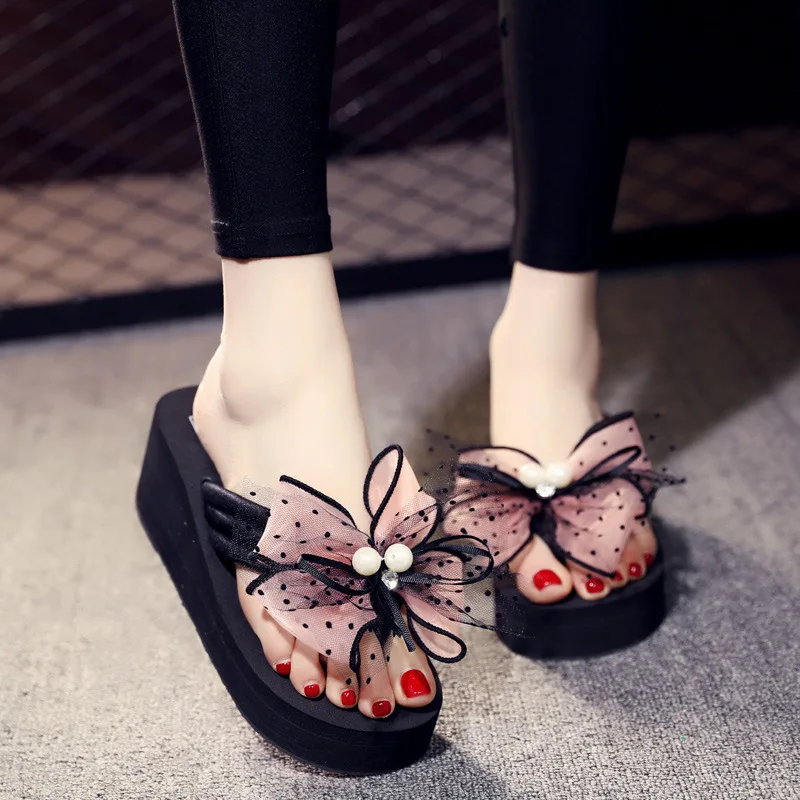 

Summer Non-Slip Sandals Female Slippers For Women Flip-Flop Bohemia Platform Indoor Flip Flops Slipper Bow Sandalia Feminina3620