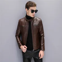 Мужская мотоциклетная короткая куртка осень-зима куртки новые модные мужские кожаное тонкое пальто Jaqueta Большие размеры Мужская Верхняя одежда No532