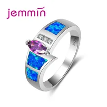 Jemmin Trendy Female Blue Opal Ring Jewelry Fashion Wedding Rings For Women 2017 New Gifts Bague Femme