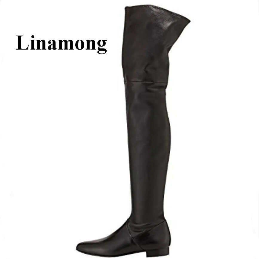 

Black And Gray Square Heel Flats Winter Plus Velvet Over-The-Knee Rount Toe Solid Short Zipper High Quality Fashion Women Boots