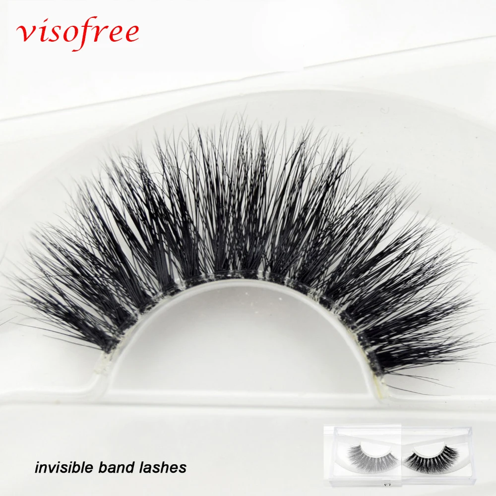 

Visofree Mink Eyelashes Clear Band Eye Lashes Crisscross Transparent Band False Eyelashes Handmade Dramatic Lashes Upper Lash F7