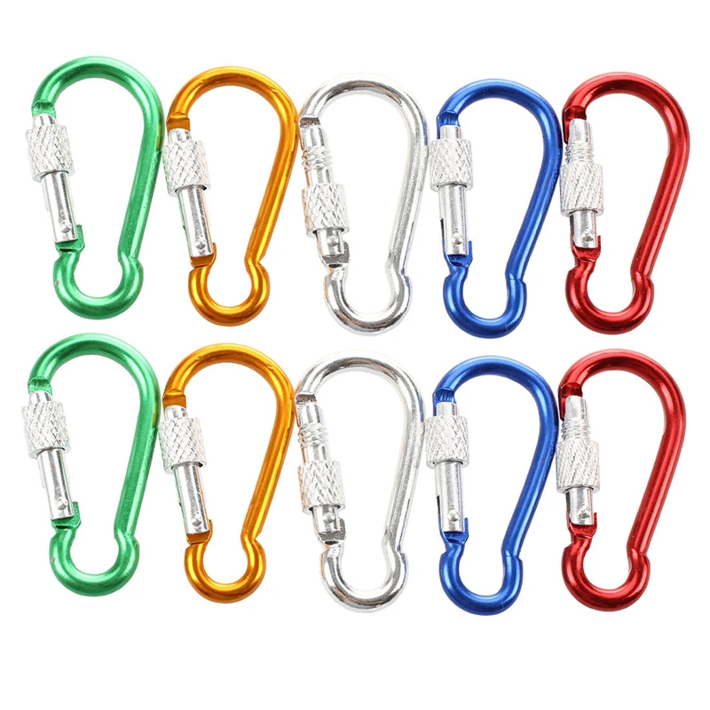 

TOP!-10Pcs Assorted Color Aluminum Alloy Carabiner Clip Hook Bottle Holders