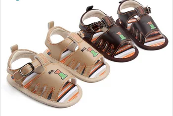 

DHL 100pair Summer Baby Boys Girls Sandals Toddler Solid Color Slip-On Shoes Baby PU Leather Sandals 0-18Months