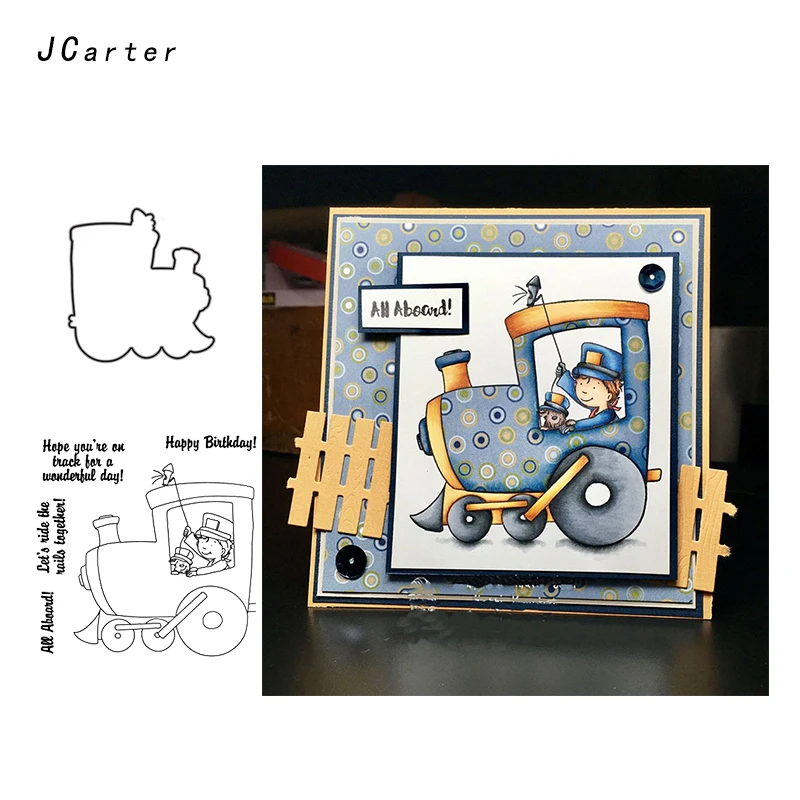 

JC Driver Driving Train Metal Cutting Dies and Clear Stamps for Scrapbooking DIY Embossing Folder Handmade Album Stencil Crafts